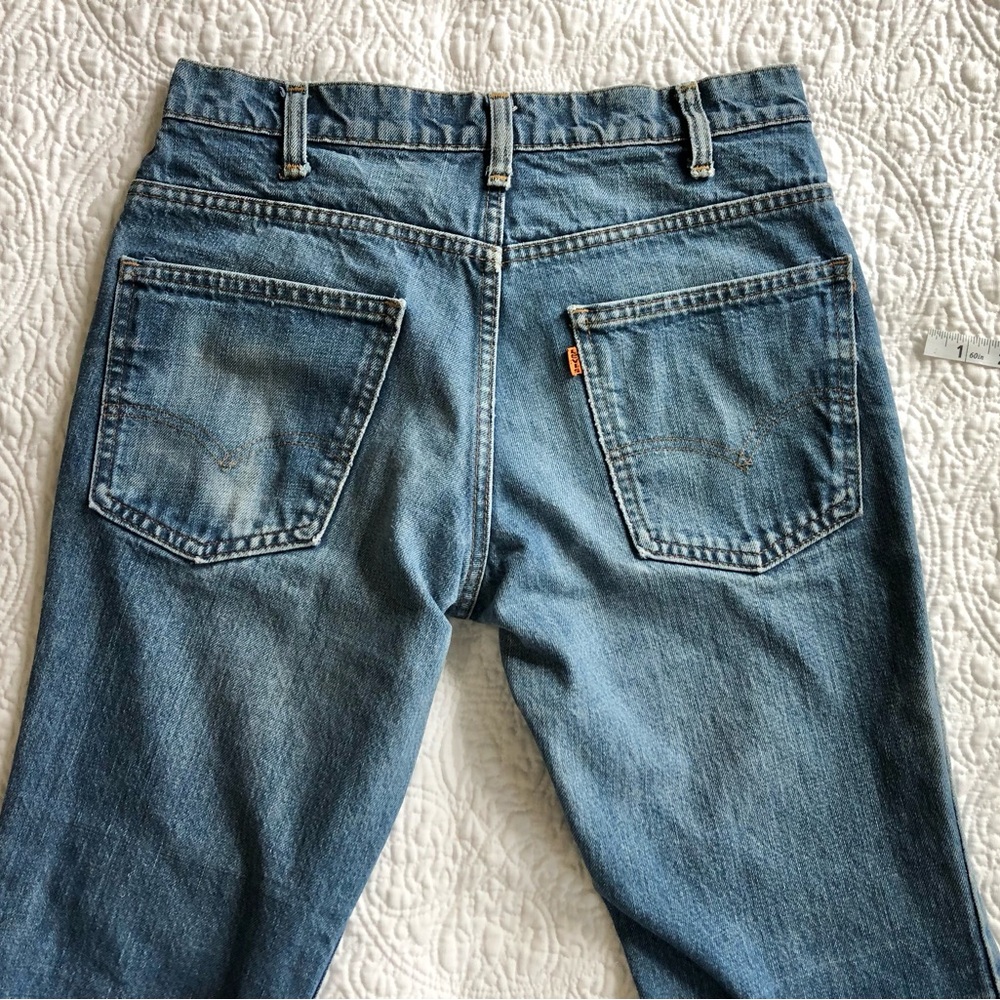 Vintage 70s Levis 684 Orange Tab Bell Bottom Super Flare Jeans - Picture 10 of 14
